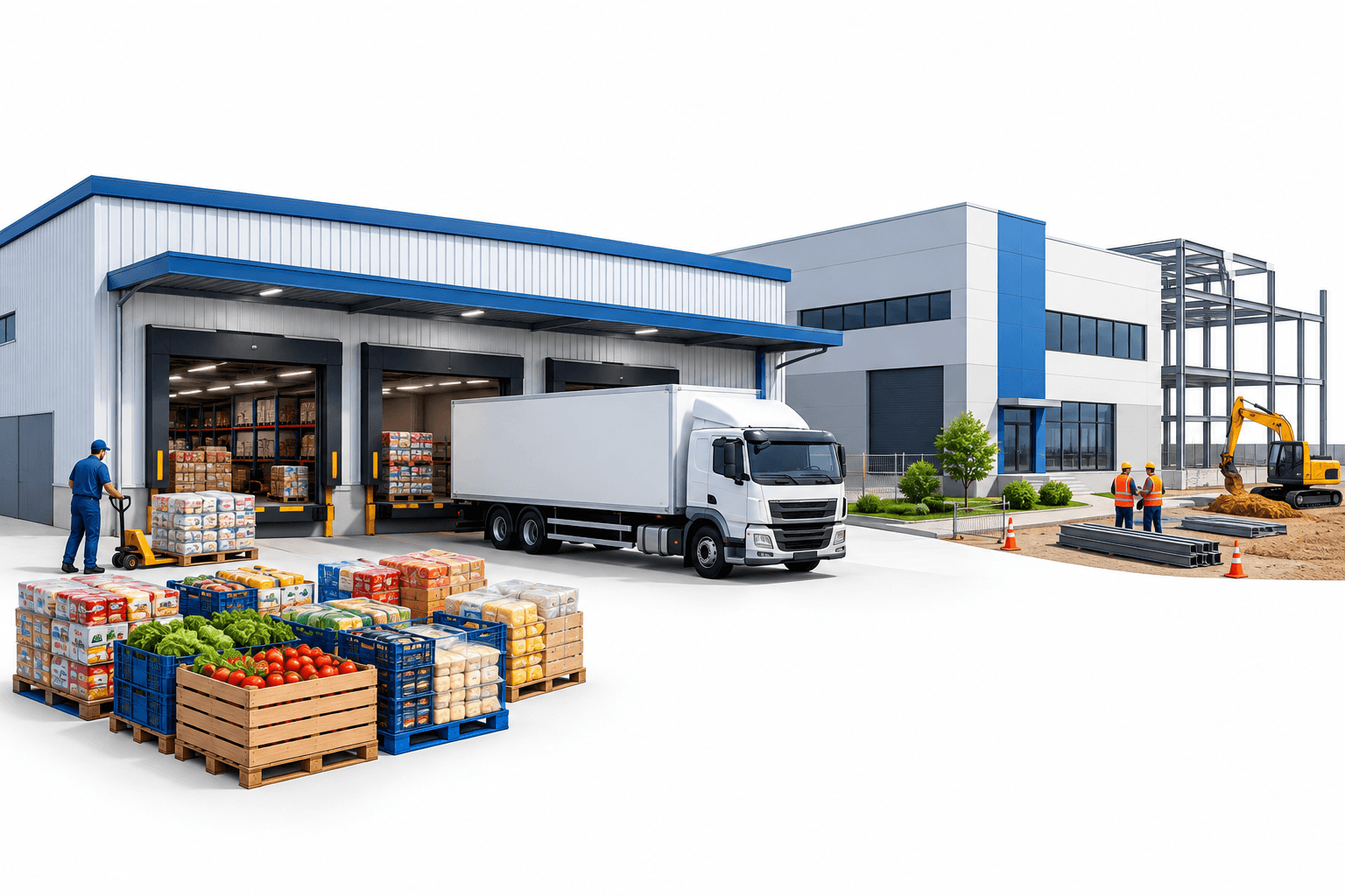 Grupo Bafar earnings illustration featuring food distribution facilities and industrial property.