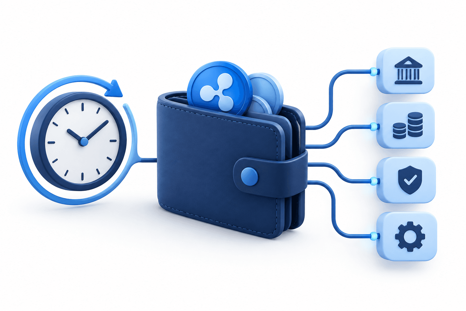 Illustration of Ripple Treasury digital asset returns and round-the-clock workflows