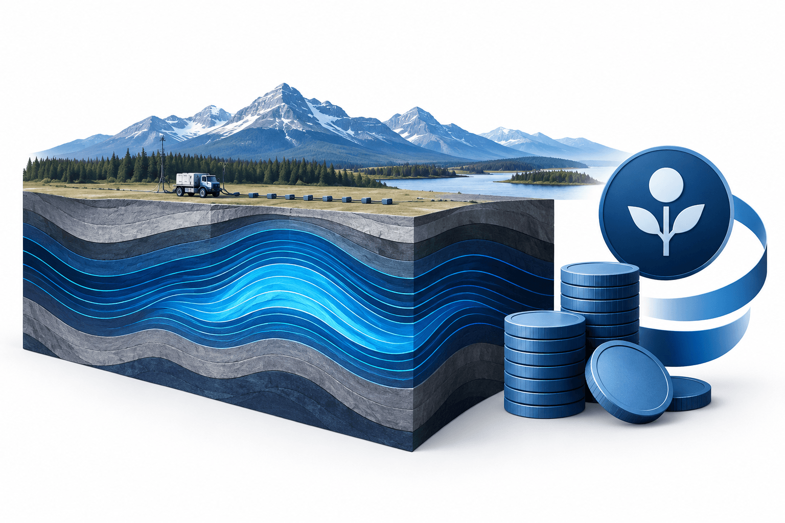 Conceptual illustration of underground seismic layers and cash distributions accompanying Pulse Seismic earnings.