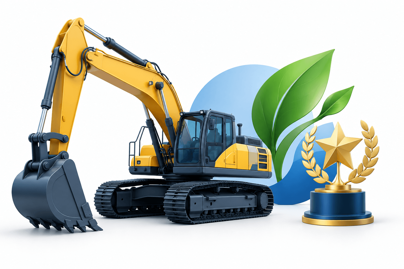 Concept illustration of XCMG Machinery with construction equipment and an award symbol