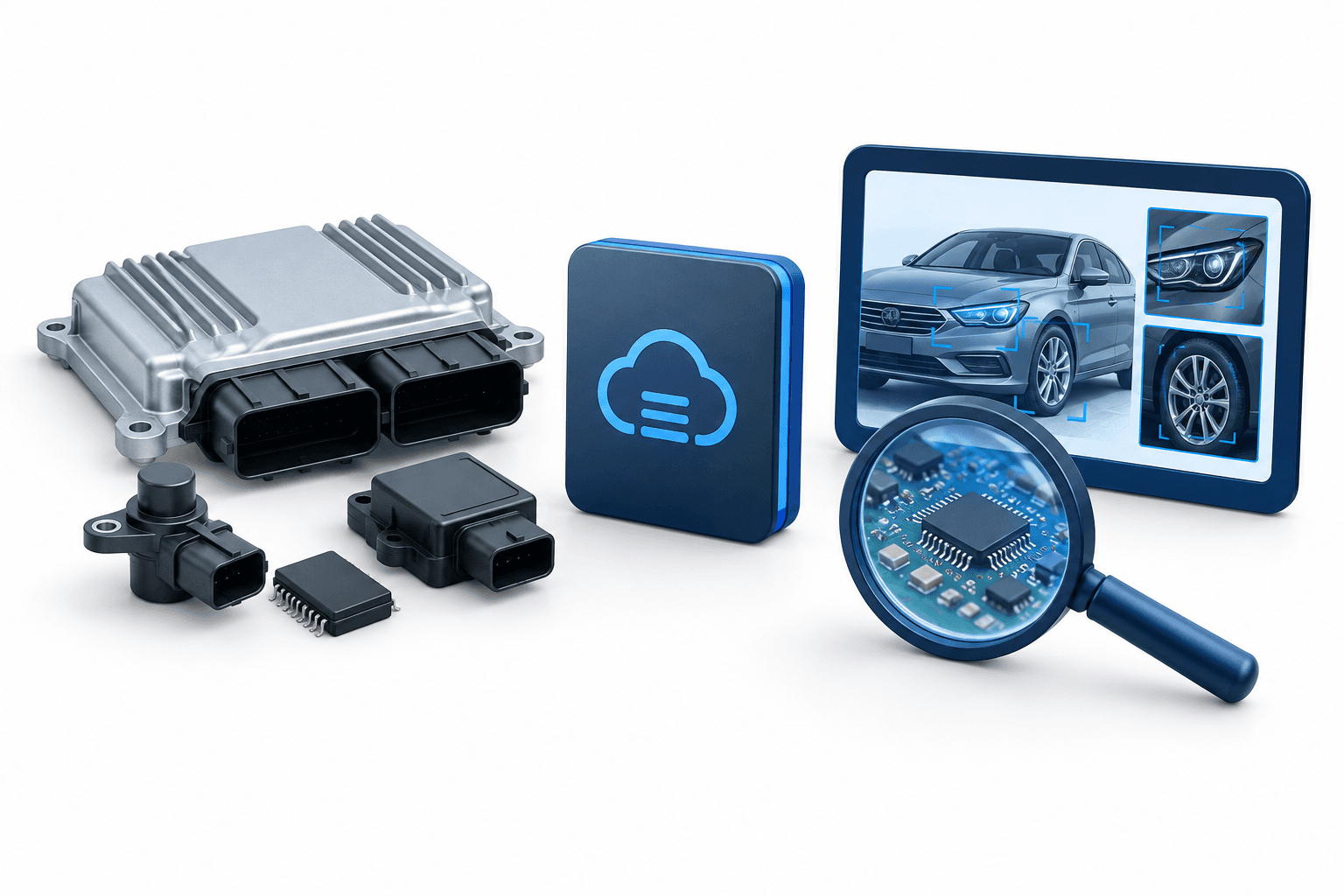 Concept illustration of SandStone IDM managing automotive electronics inspection data