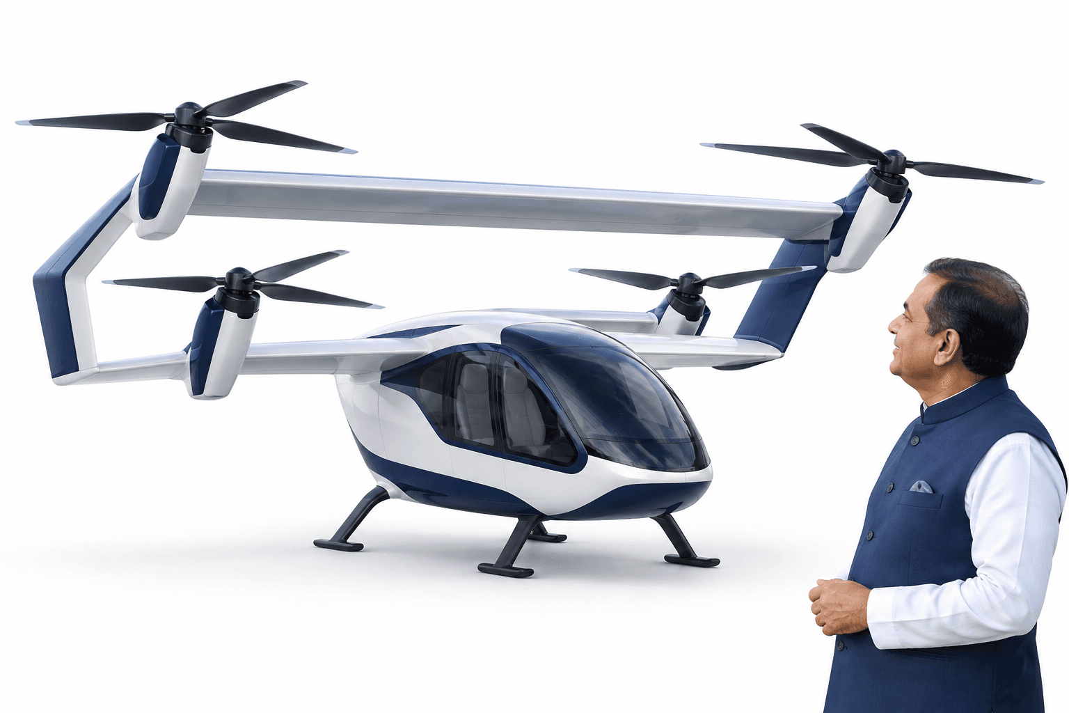 Concept illustration of a Nalwa Aero eVTOL aircraft with box wings and tilting rotors