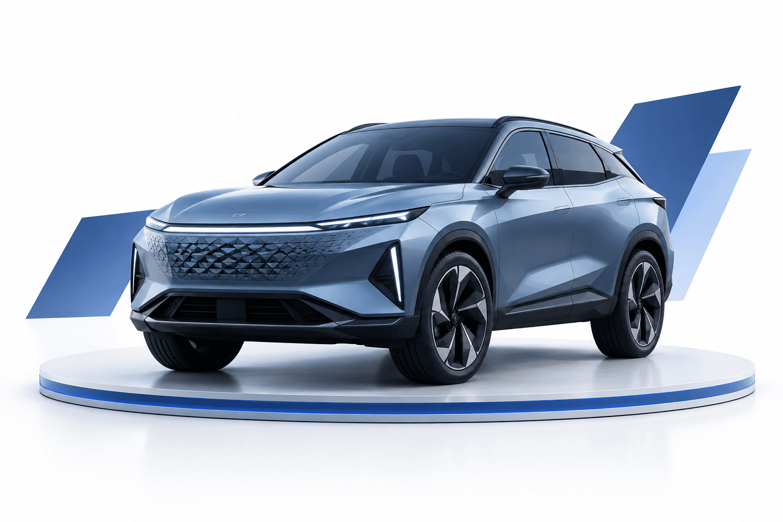 Concept illustration of a geometric sporty crossover representing the OMODA X debut