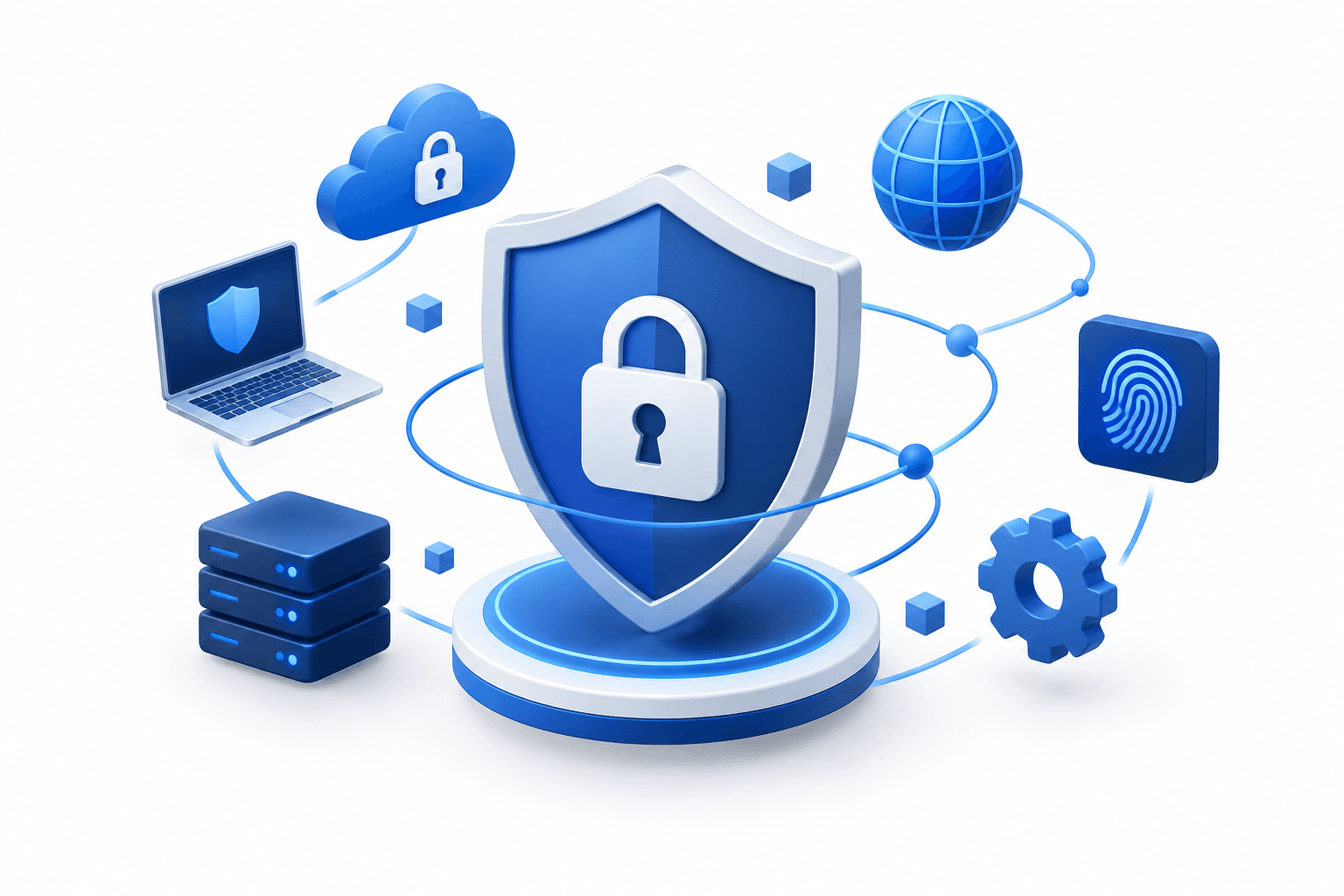 Illustration of a digital shield representing the SBI cybersecurity centre