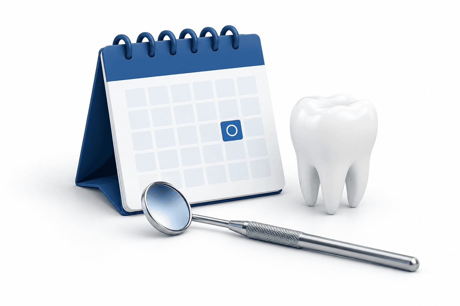 Calendar and dental instruments illustrating the schedule for Park Dental results
