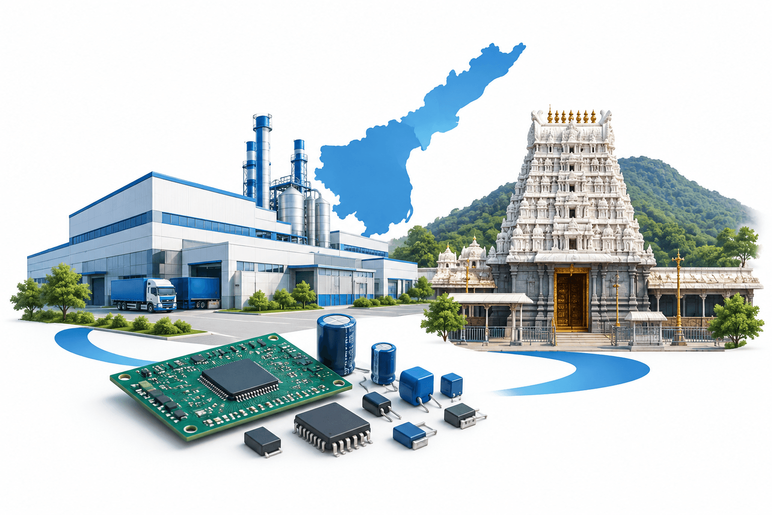 Concept illustration of Tirupati investment proposals across manufacturing and tourism