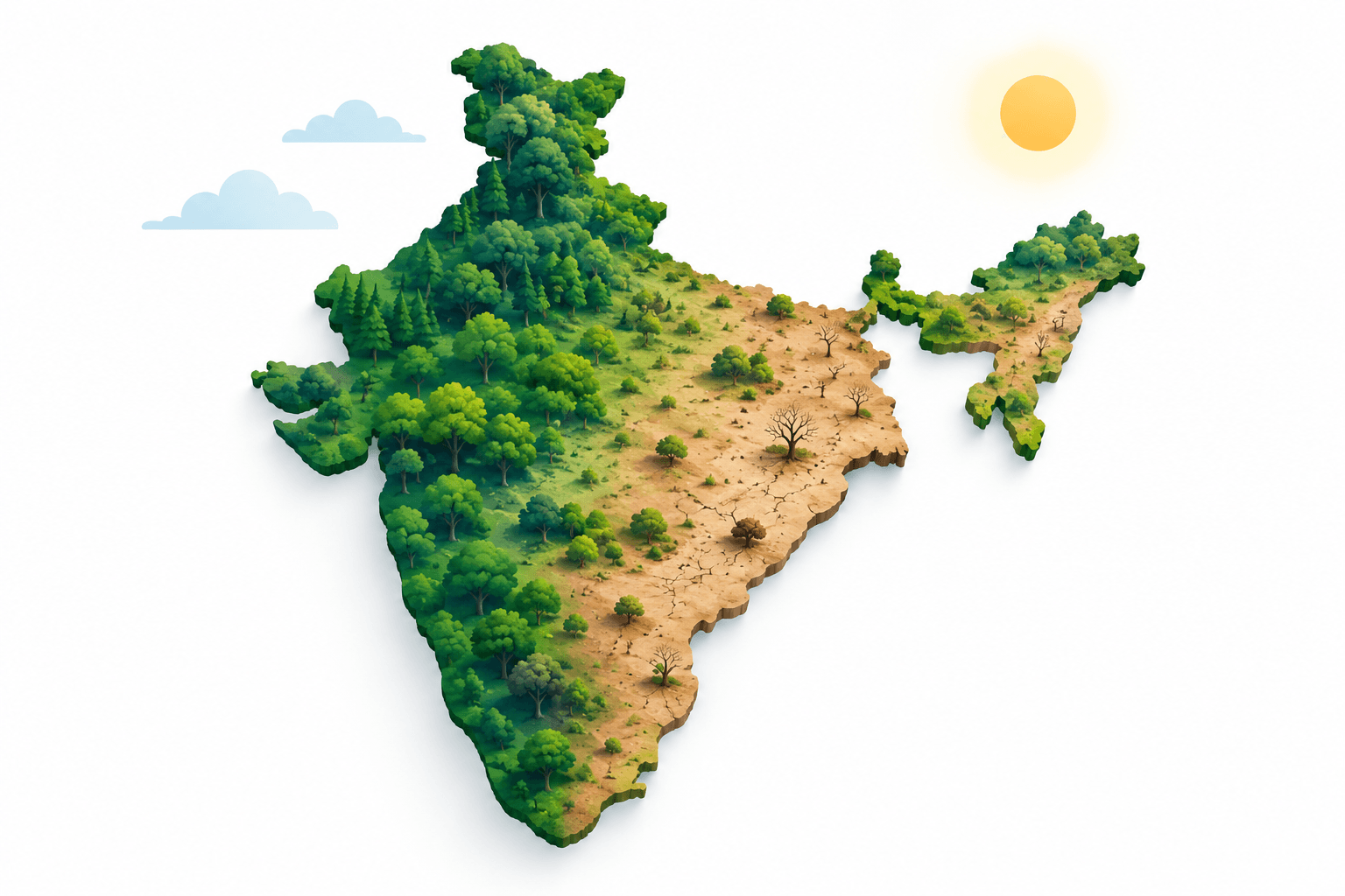 Indiens Grünflächenanteil sank 2025 auf 31,35 %, so eine Studie