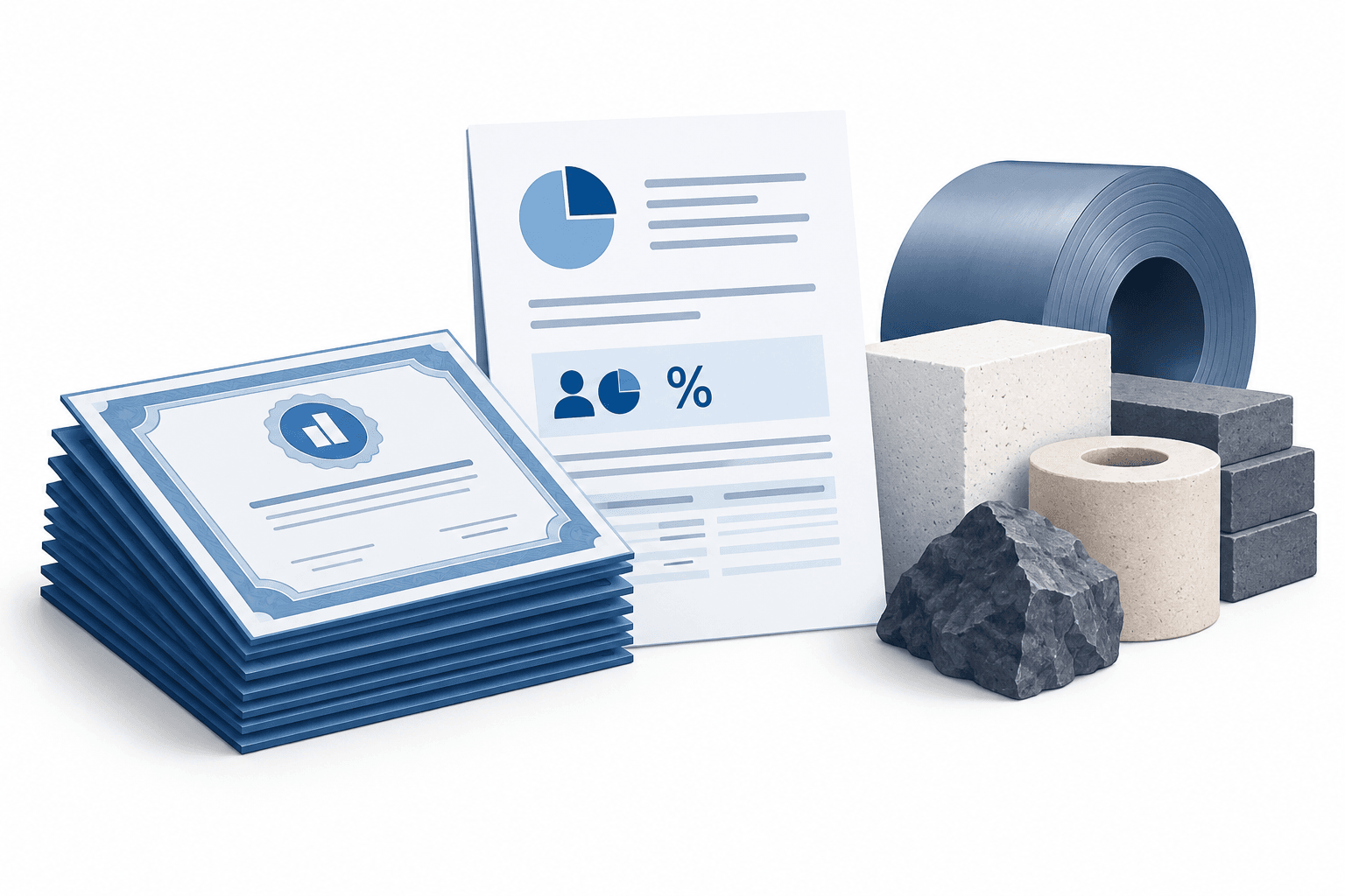 Illustration of share certificates and a financial document representing the Man Group disclosure