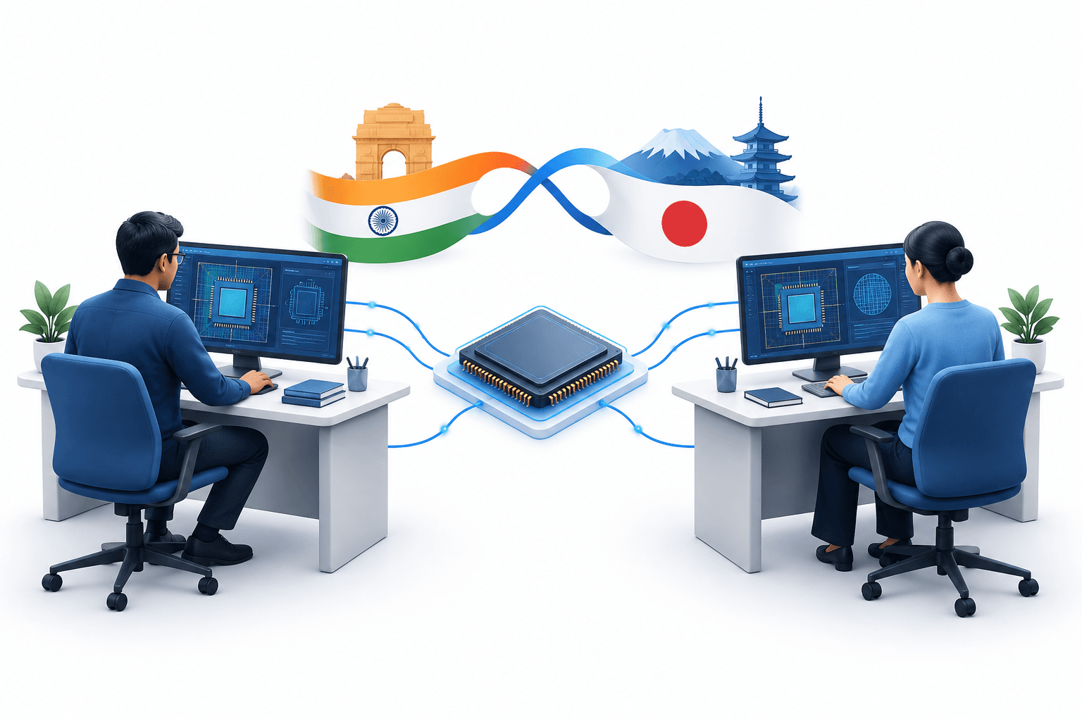 Concept illustration of the Rapidus semiconductor partnership and chip engineering collaboration
