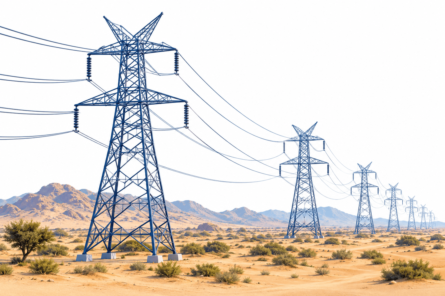 Illustration of transmission towers for Jyoti Structures orders in Rajasthan