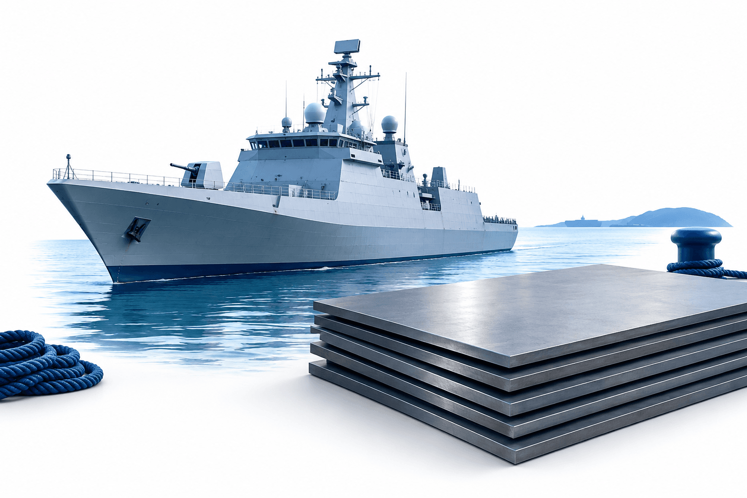 INS Mangrol mit Stahl von AM/NS India ausgestattet