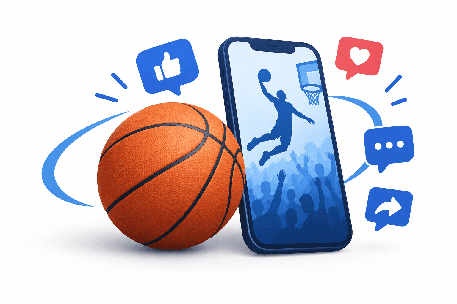 Illustration of a basketball and smartphone representing the NBA Philippines audience