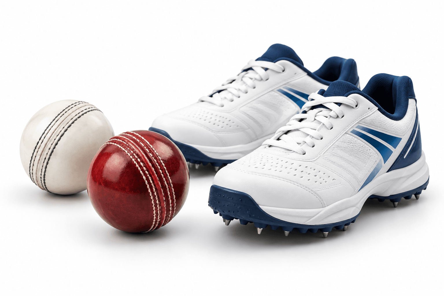 Illustration of cricket balls and bowling shoes representing India bowling plans