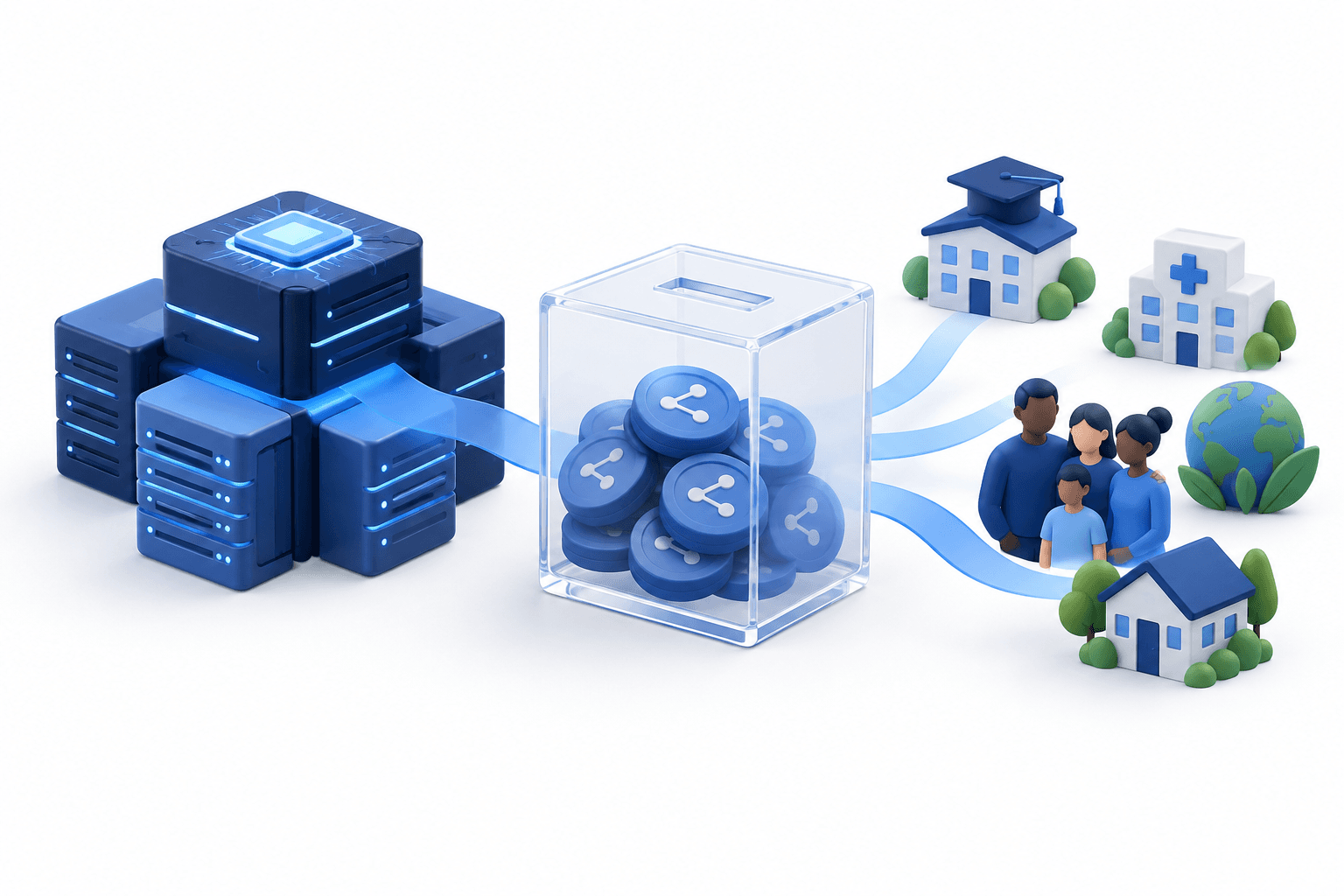 Concept illustration of Anthropic philanthropy, AI computing and community support