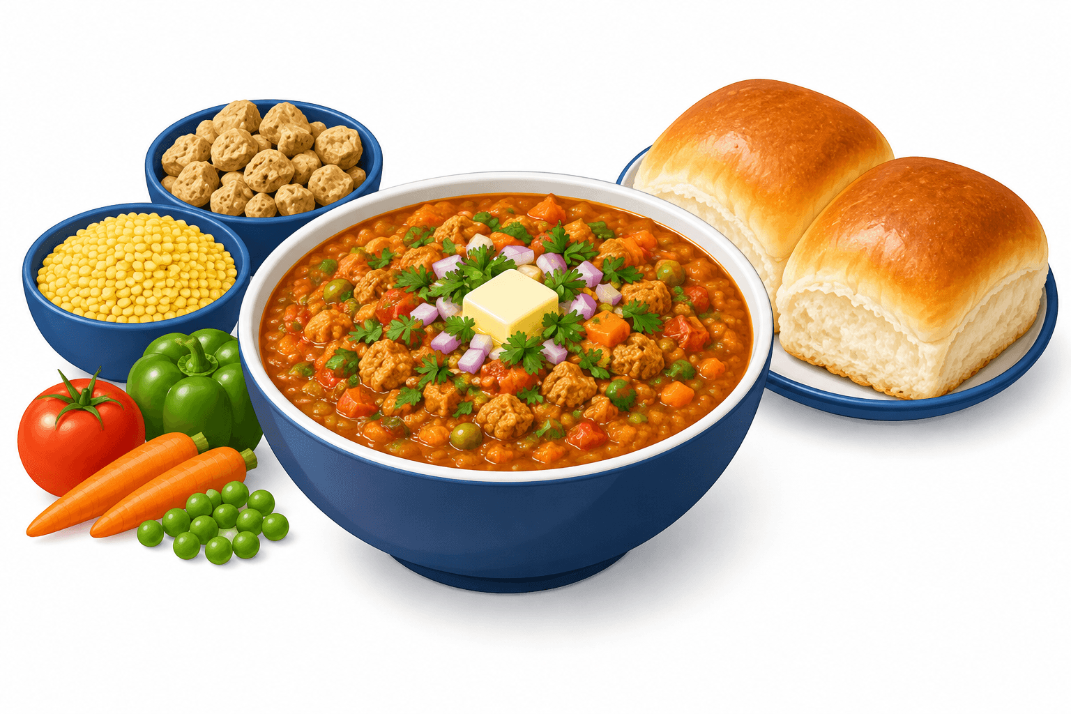 Proteinrik pav bhaji med soja och mungbönor