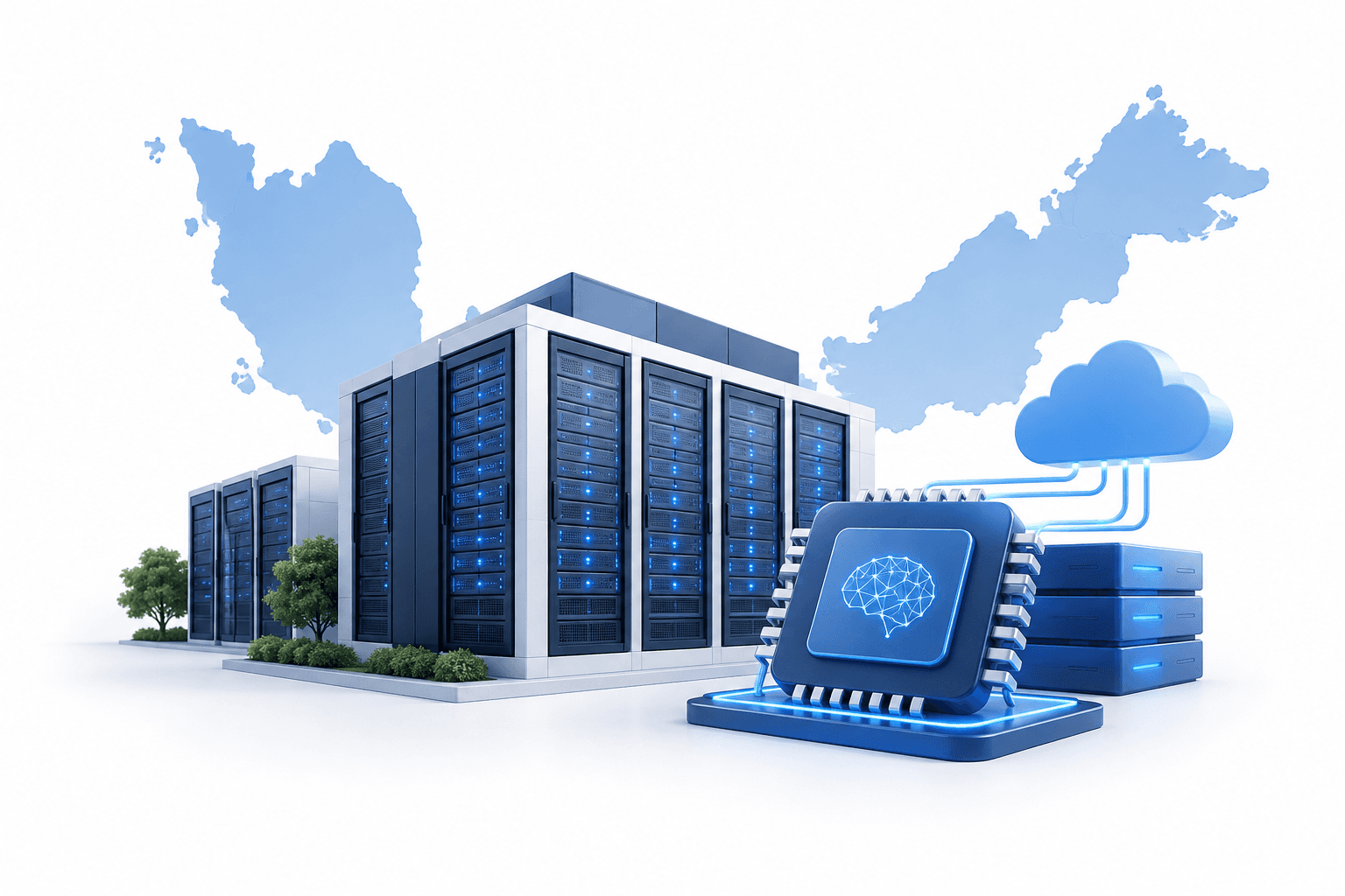 Concept illustration of a SoftBank investment in Malaysian AI and data center infrastructure