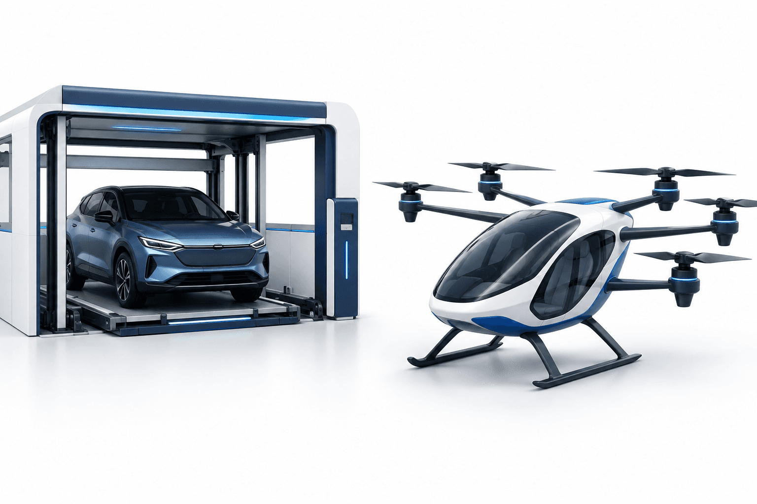 Cherys uppvisning av smart mobilitet omfattar parkering och flygplan