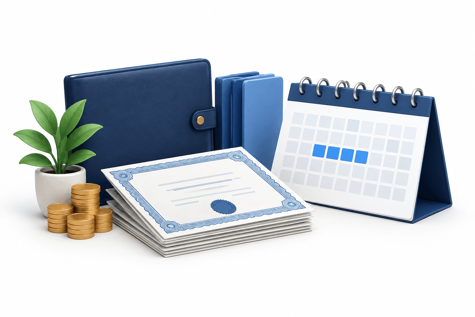 Concept illustration of investment documents and a calendar for the EAAA India Alternatives IPO