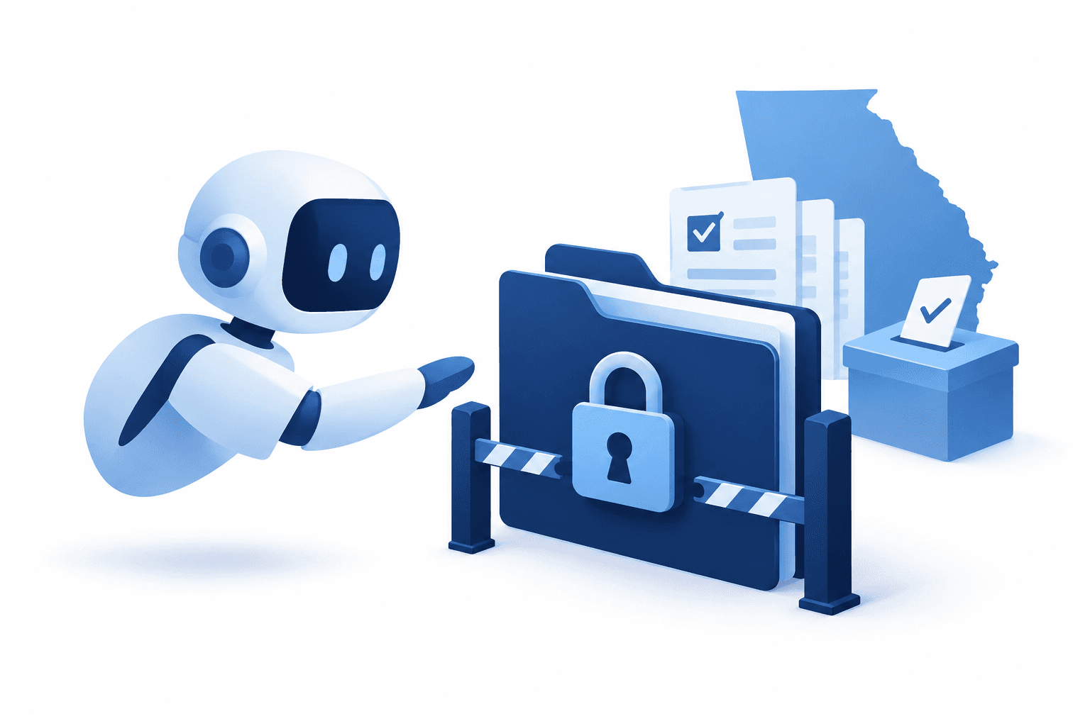 Concept illustration of Claude paywall access to gated vote count data