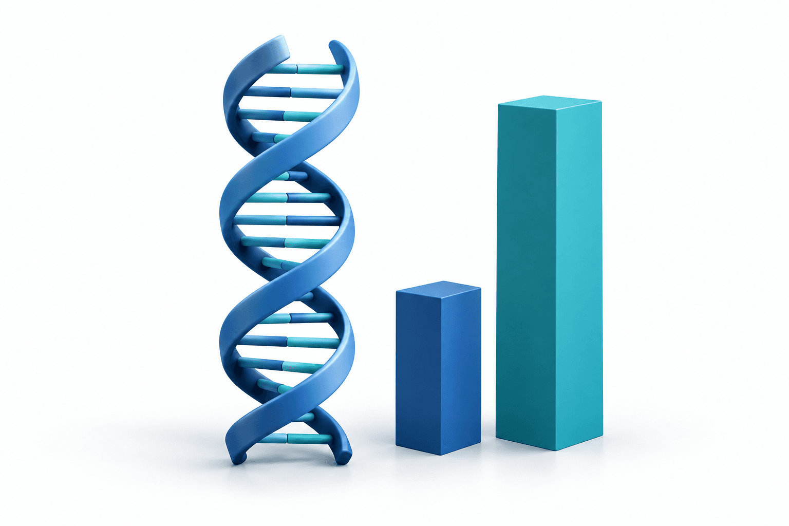 Conceptual illustration of a DNA helix and pillars representing Illumina shares.