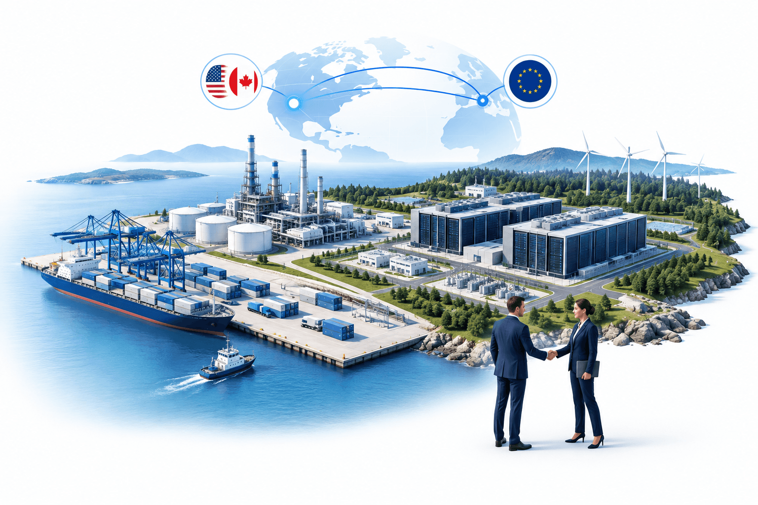Illustration of the Aurora ecozone as a coastal industrial and energy hub