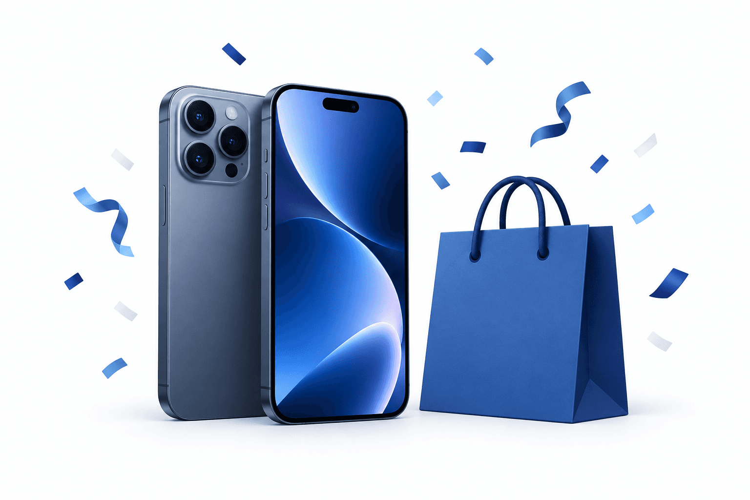 Illustration of a smartphone and shopping bag representing the iPhone 18 Pro launch