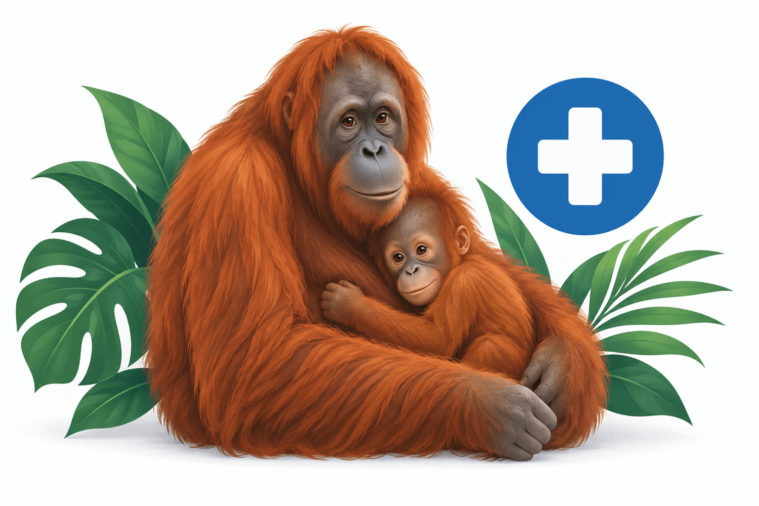 Redding van orang-oetans op Borneo: moeder en jong behandeld