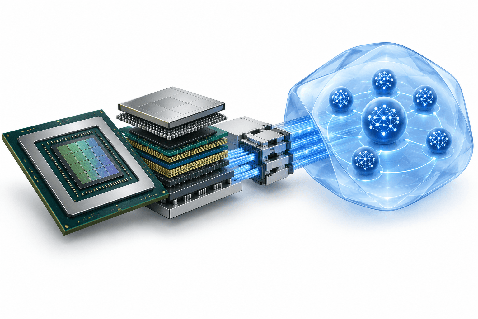 Conceptual illustration of Nvidia partnerships connecting semiconductor production components with secure AI-agent infrastructure.