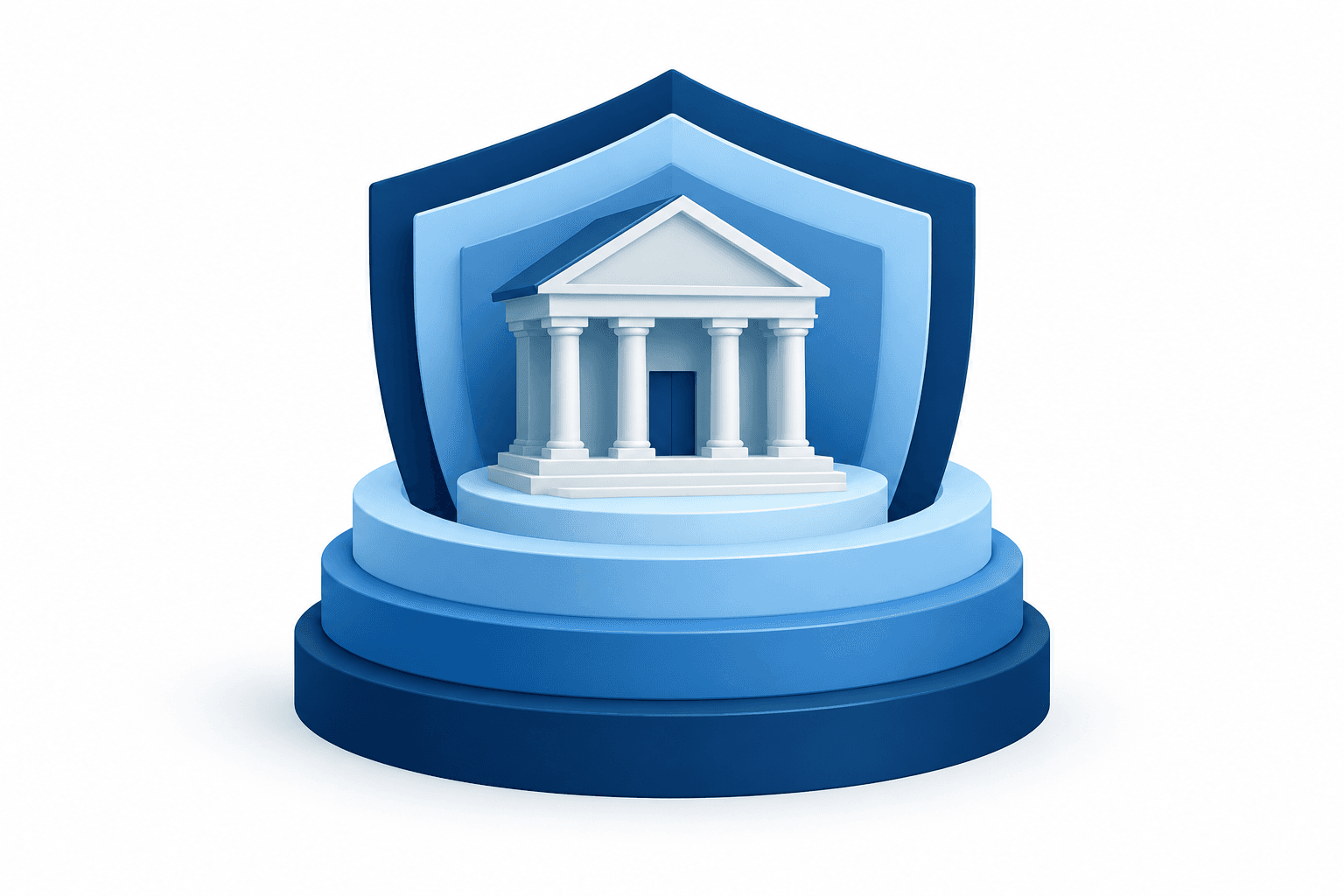 Illustration of a bank protected by layered buffers representing KBC capital requirements