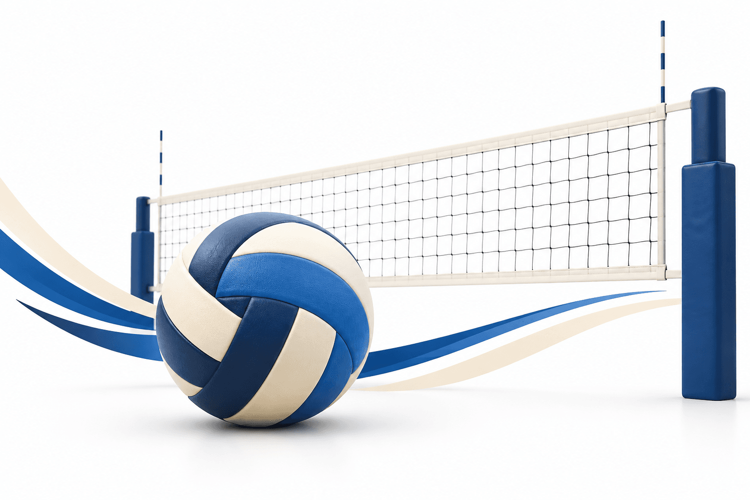 Volleyball and net illustration representing the Creamline Cool Smashers match