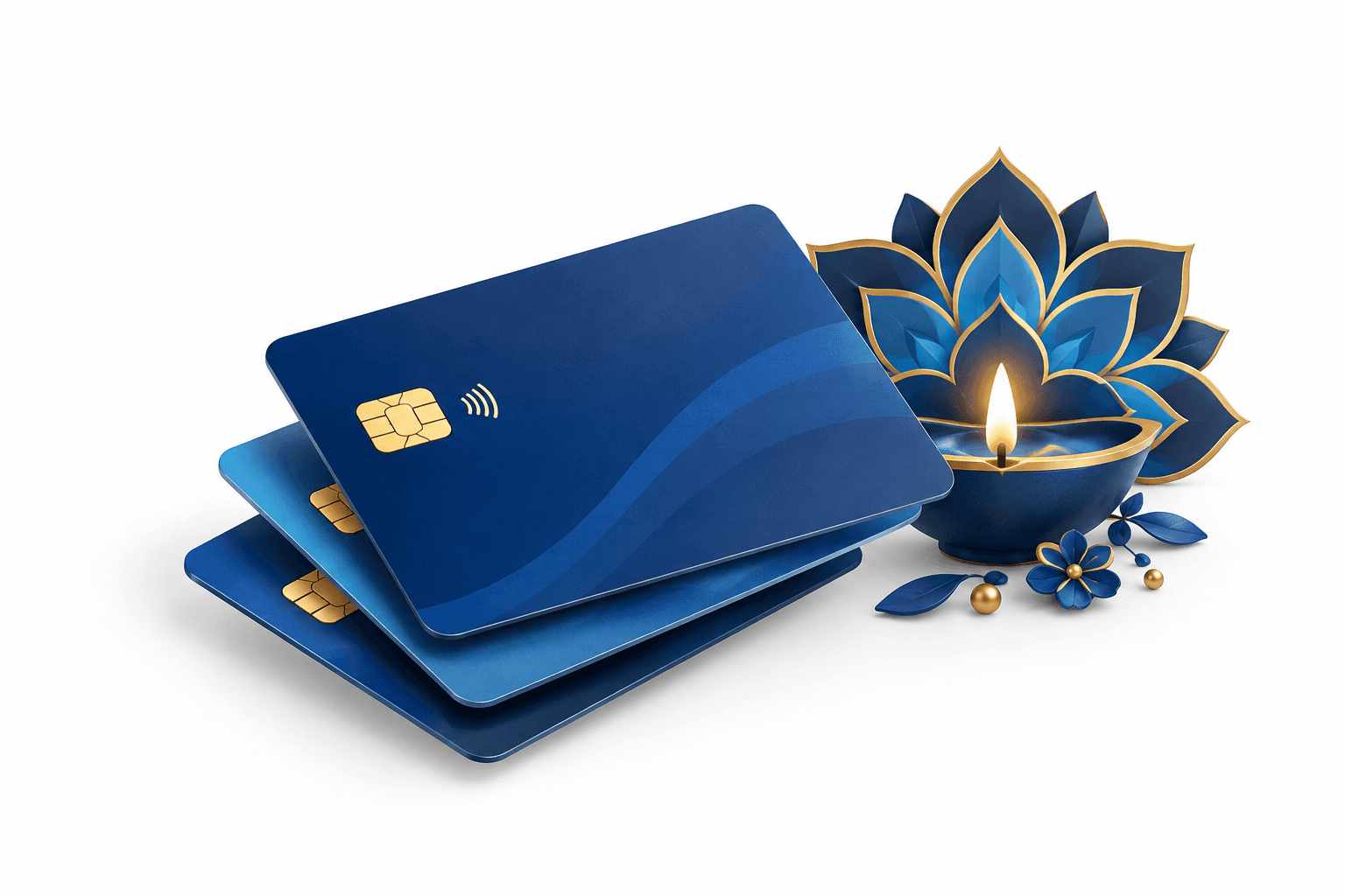 Illustration of India credit cards with a festive decorative motif