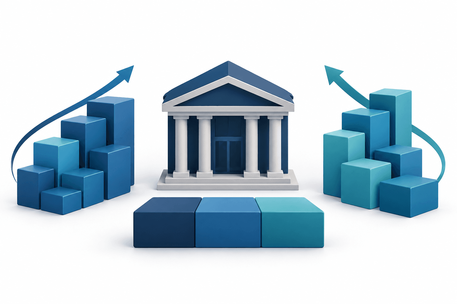 Conceptual illustration of First Merchants earnings growth, expanding deposits and a regional bank’s capital base.