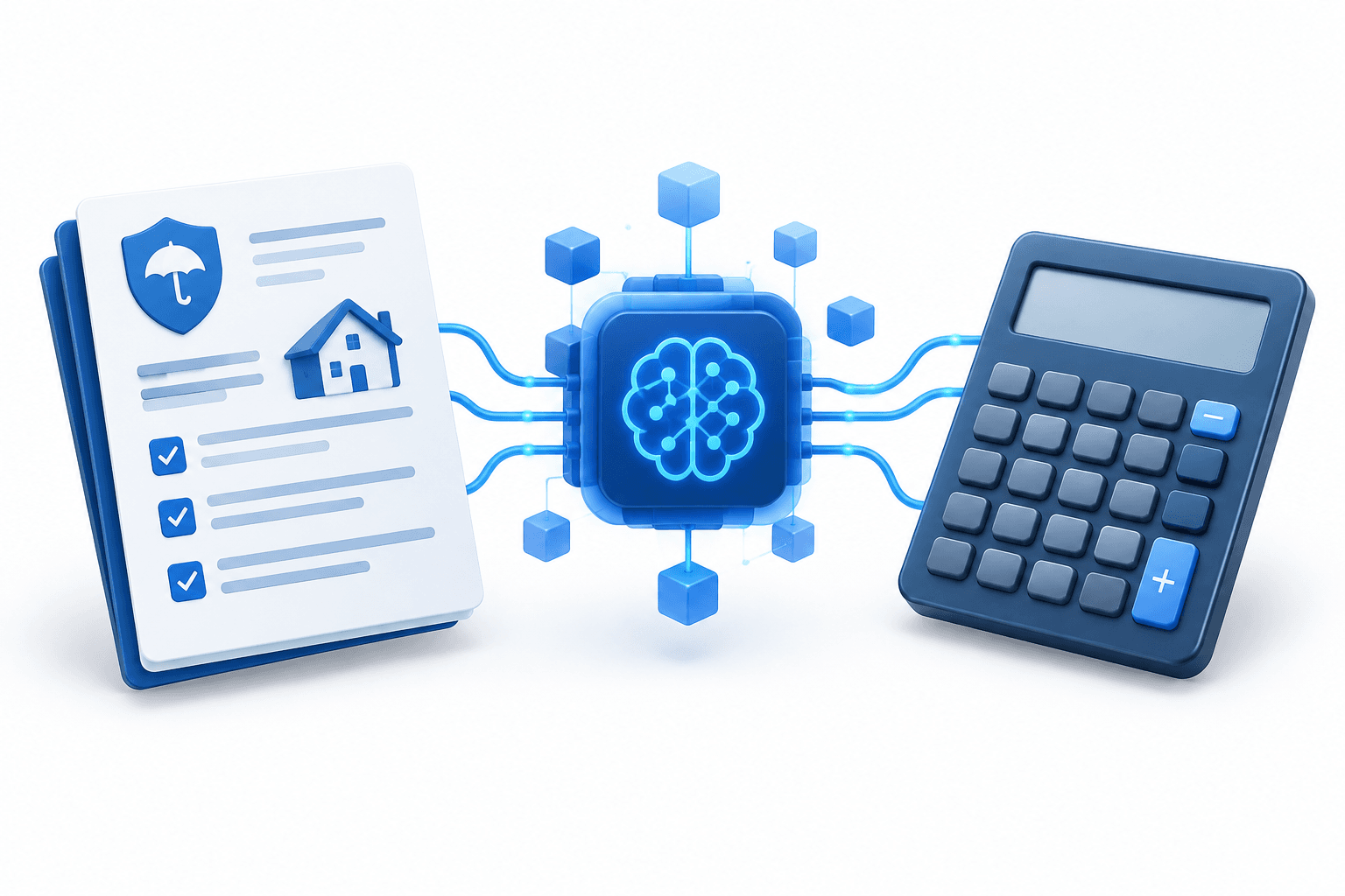 Illustration of insurance pricing and AI software representing the Guidewire acquisition