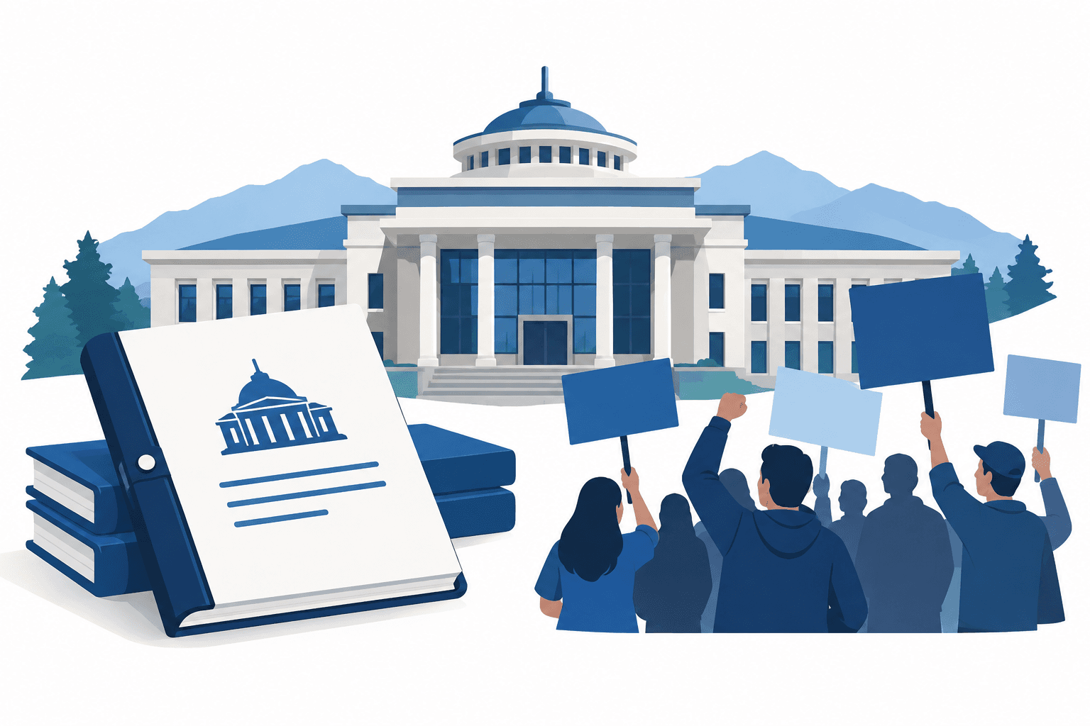 Concept illustration of the Uttarakhand budget session and protests