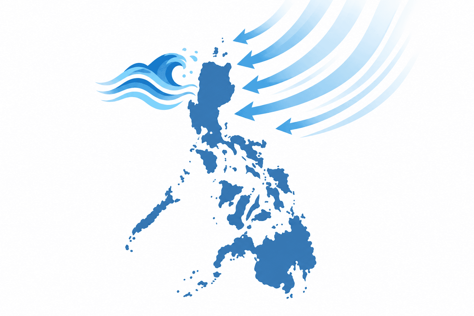 Illustration of cool winds and northern Philippine seas during the Amihan season