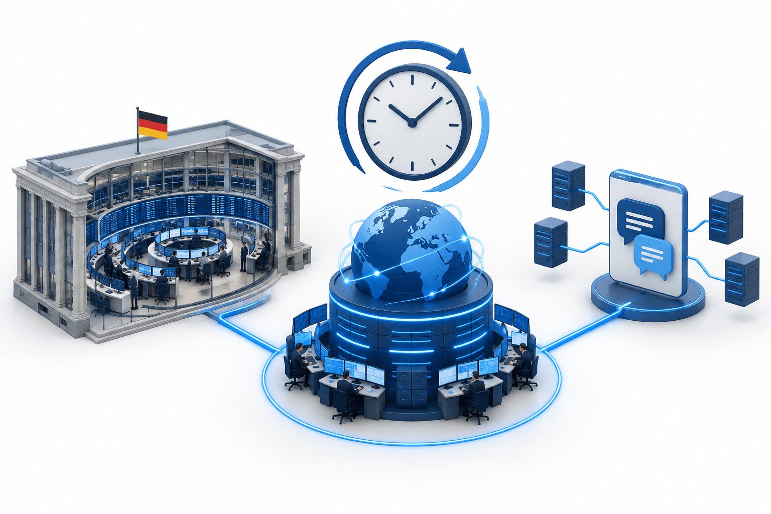 Illustration of DAX 40 trading around the clock through a connected trading venue