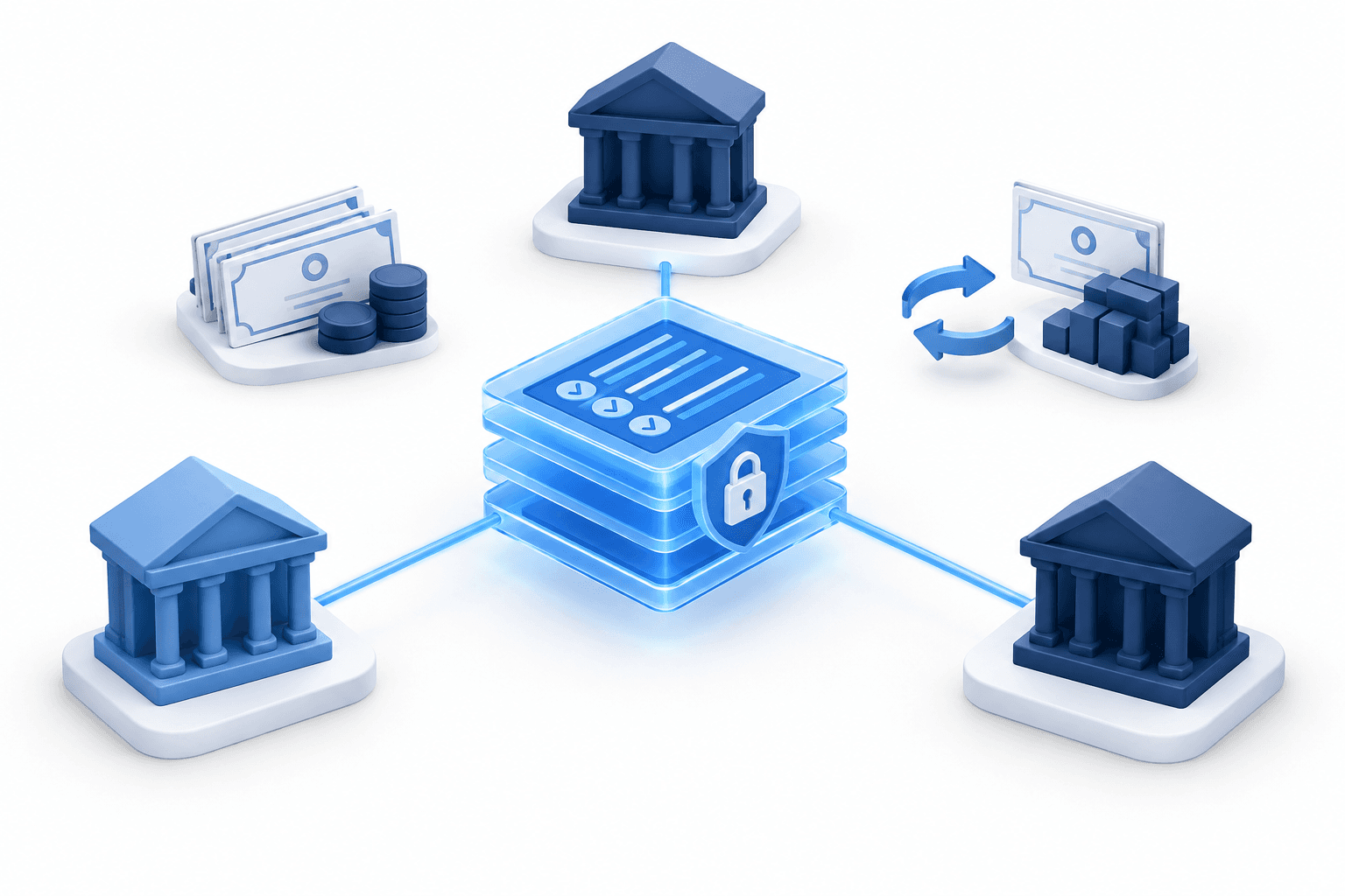 Illustration of Equilend 1Source as a shared digital ledger connecting financial institutions