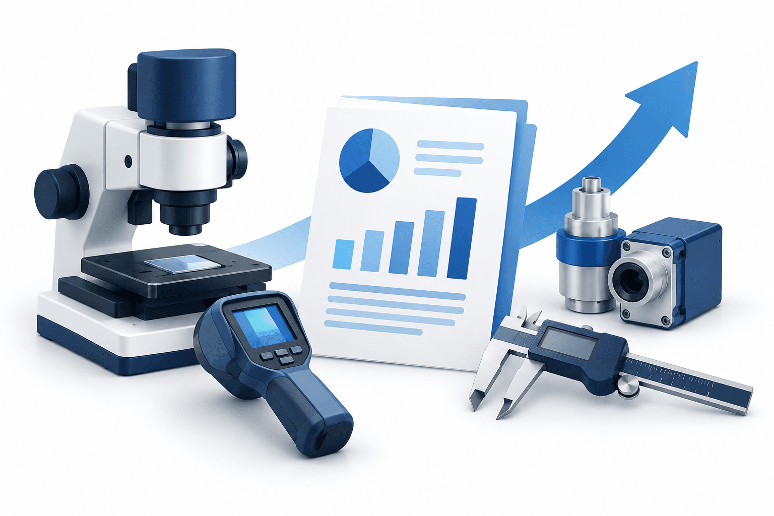 Fortive earnings illustration with precision instruments and an abstract financial report
