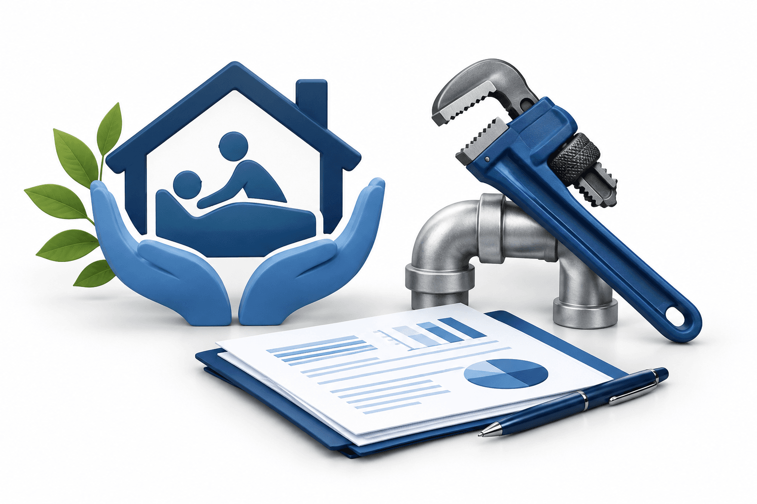 Concept illustration of hospice care and plumbing services representing Chemed earnings