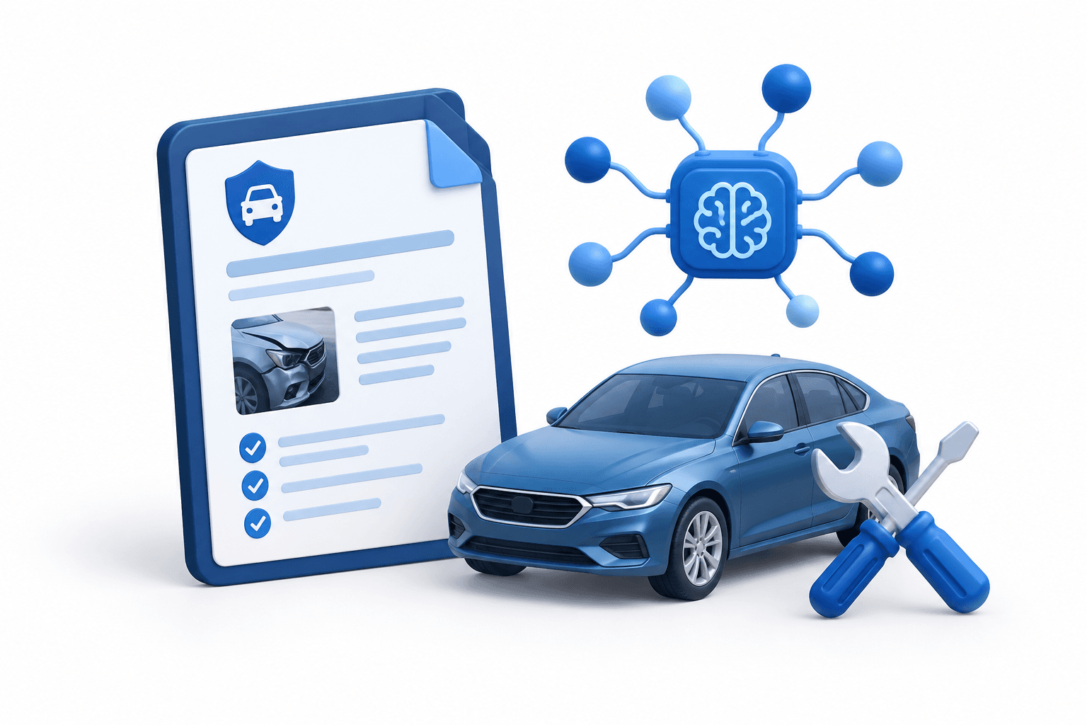 Concept illustration of digital insurance claims and AI for CCC earnings