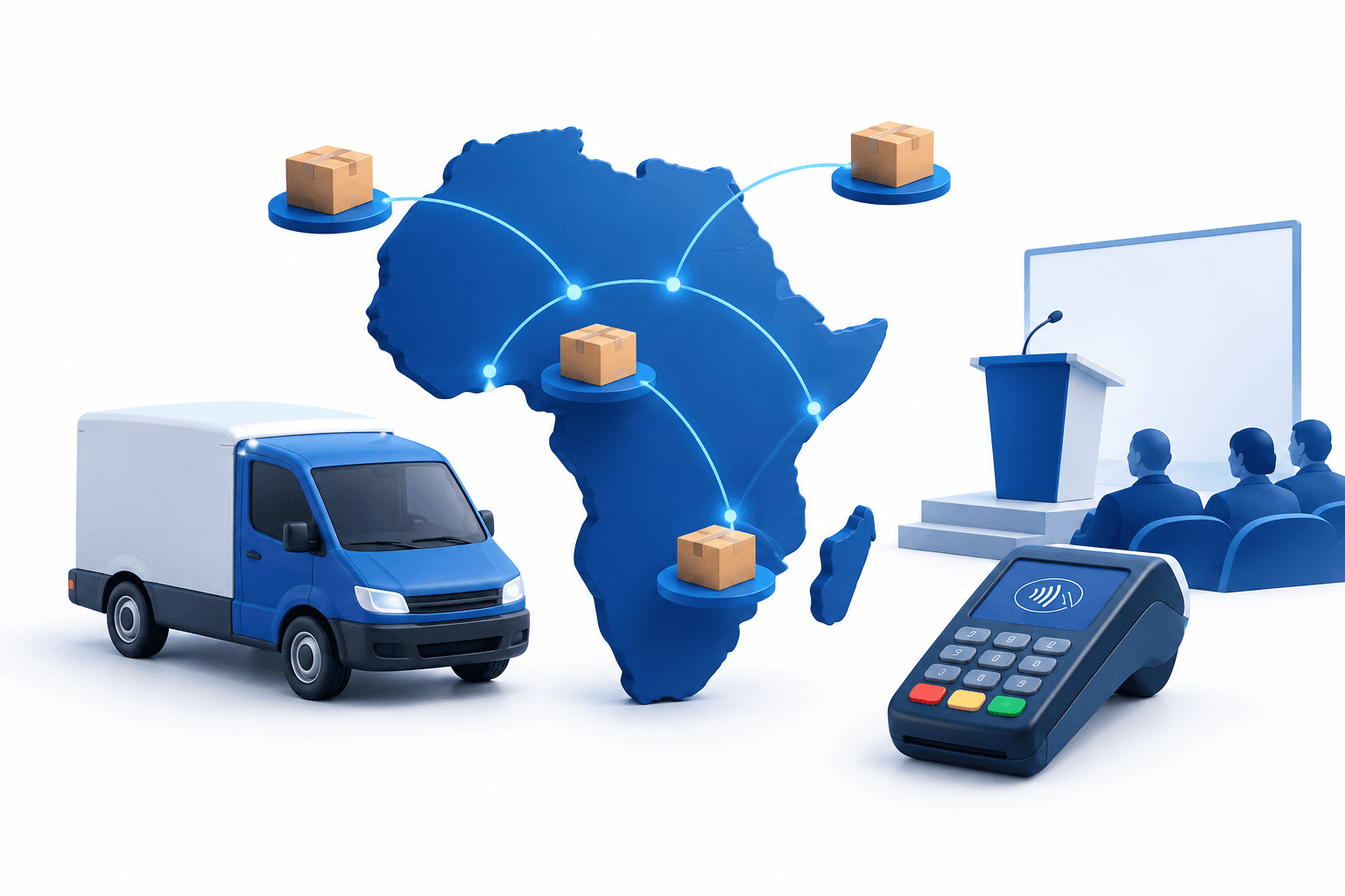 Concept illustration for Jumia shares showing African e-commerce, deliveries and investor attention.