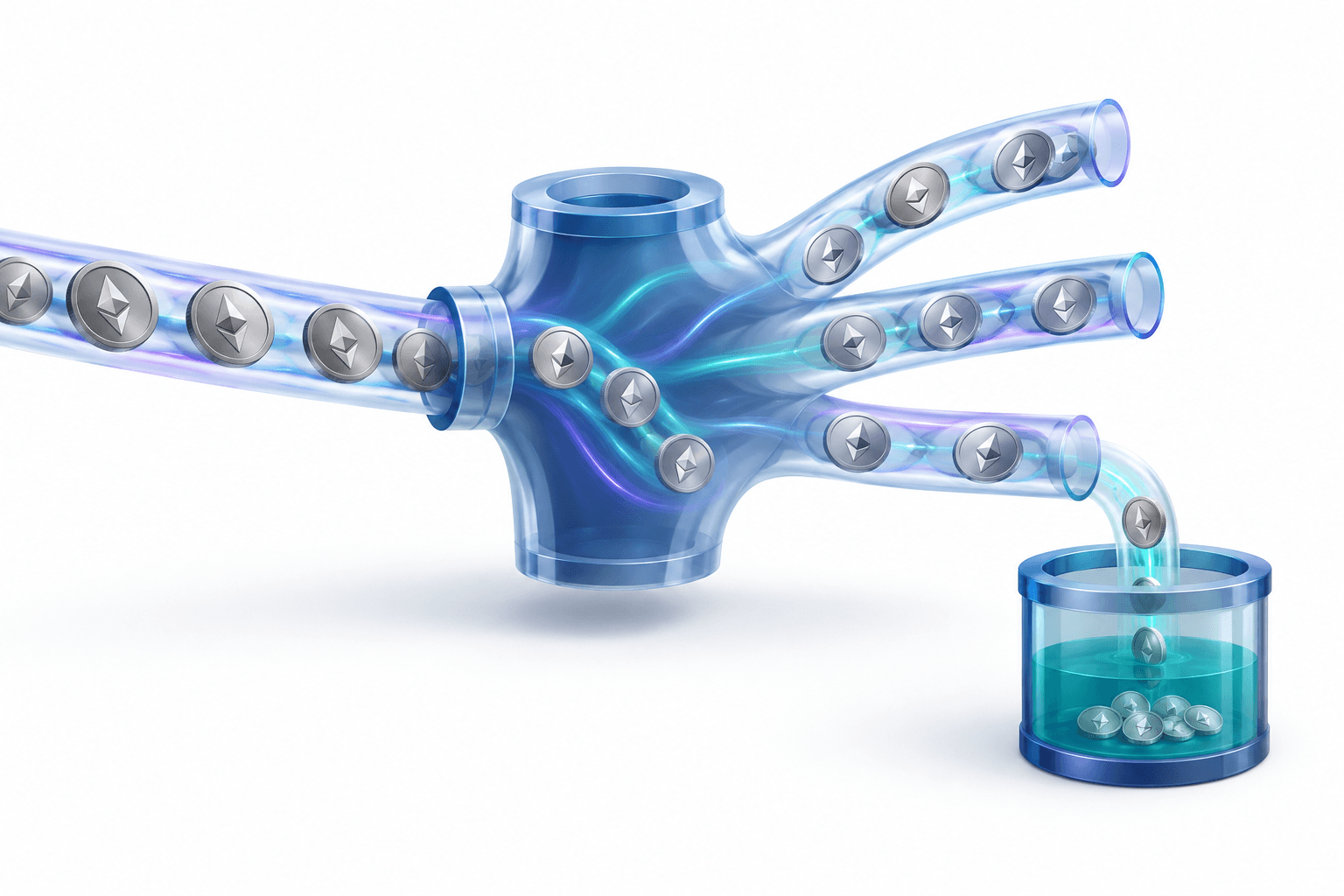 Concept illustration of Drift exploit funds passing through a mixer beside a separate recovery pool.
