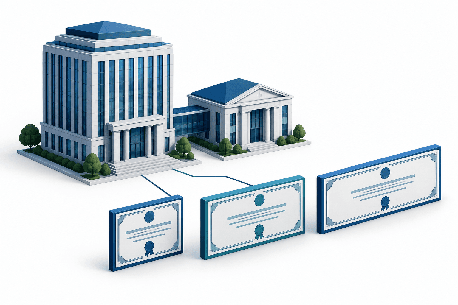 Concept illustration of State Street notes showing two institutional issuers and three debt certificates.