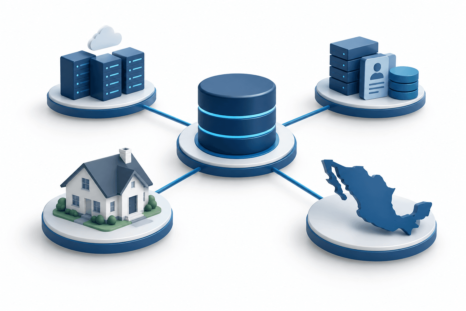 Equifax earnings concept illustration showing connected data services, mortgage exposure and a Mexico expansion node.