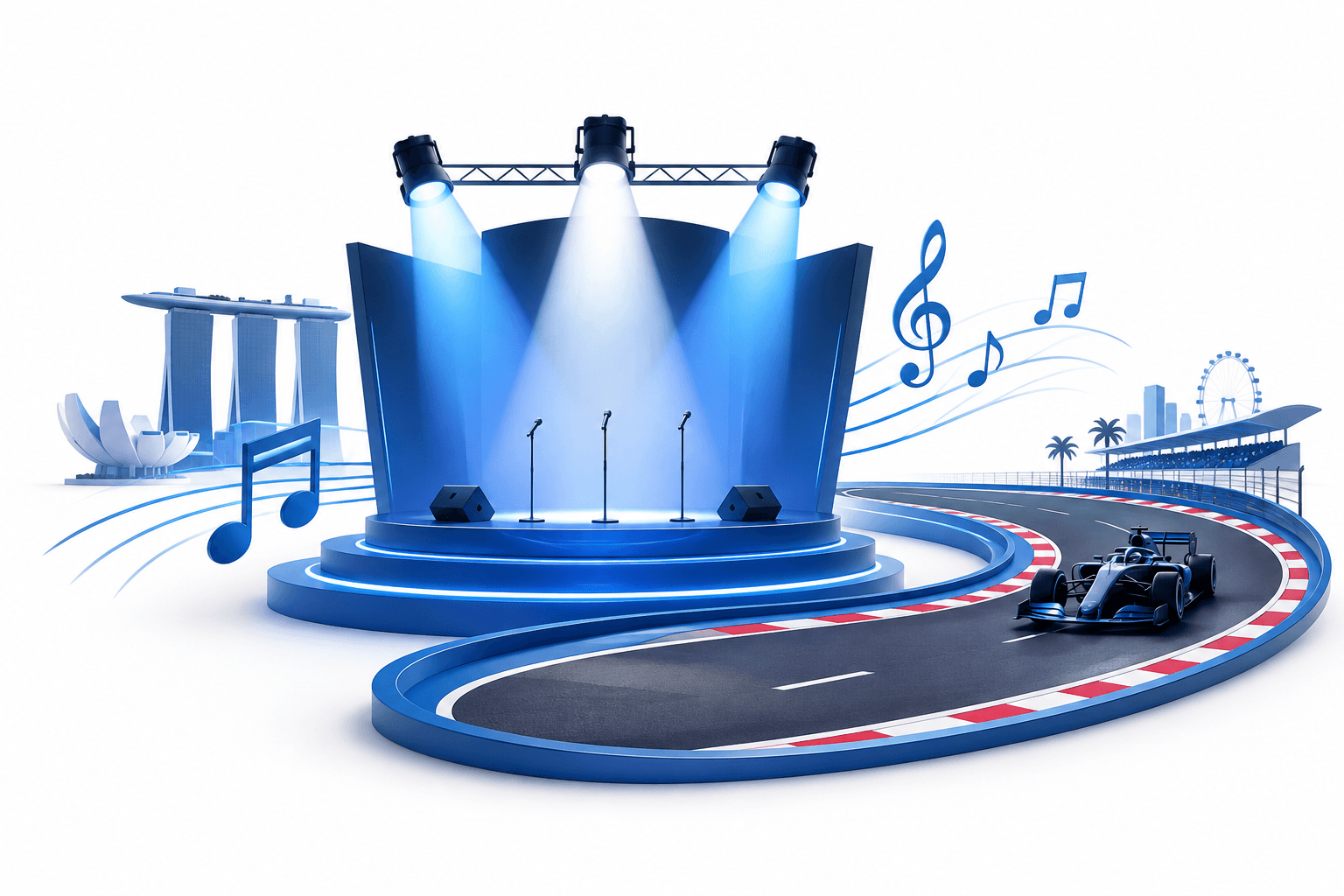 Tencent Music steunt drie acts tijdens de Grand Prix van Singapore