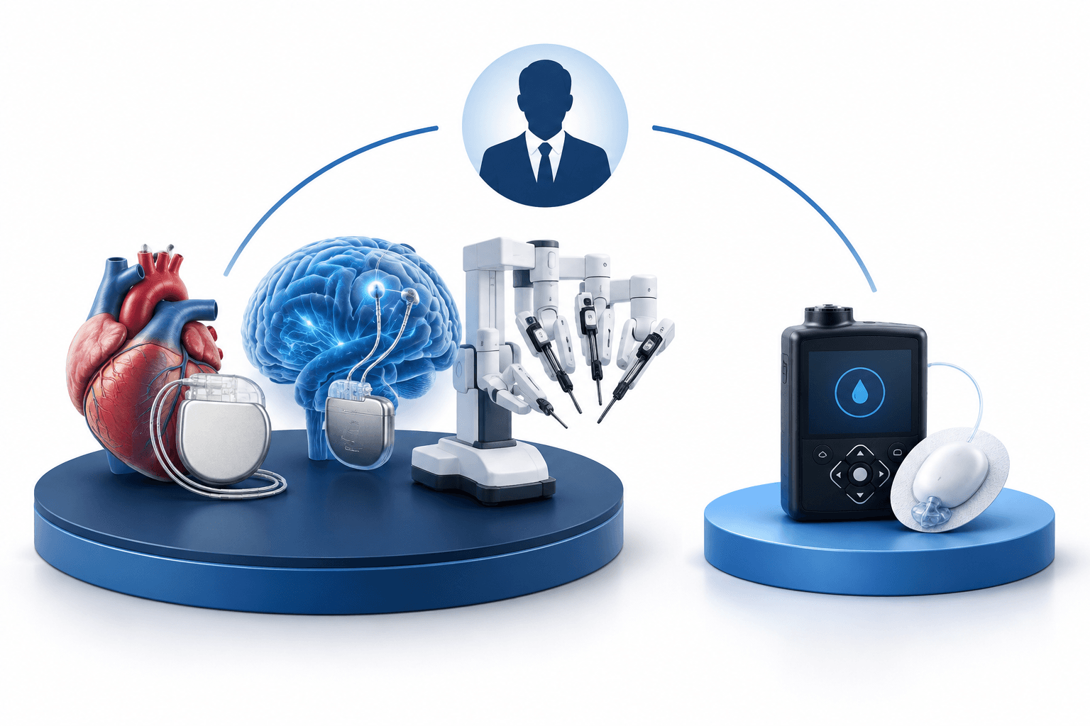 Concept illustration of the Medtronic president leadership change and the separation of a diabetes-care business.