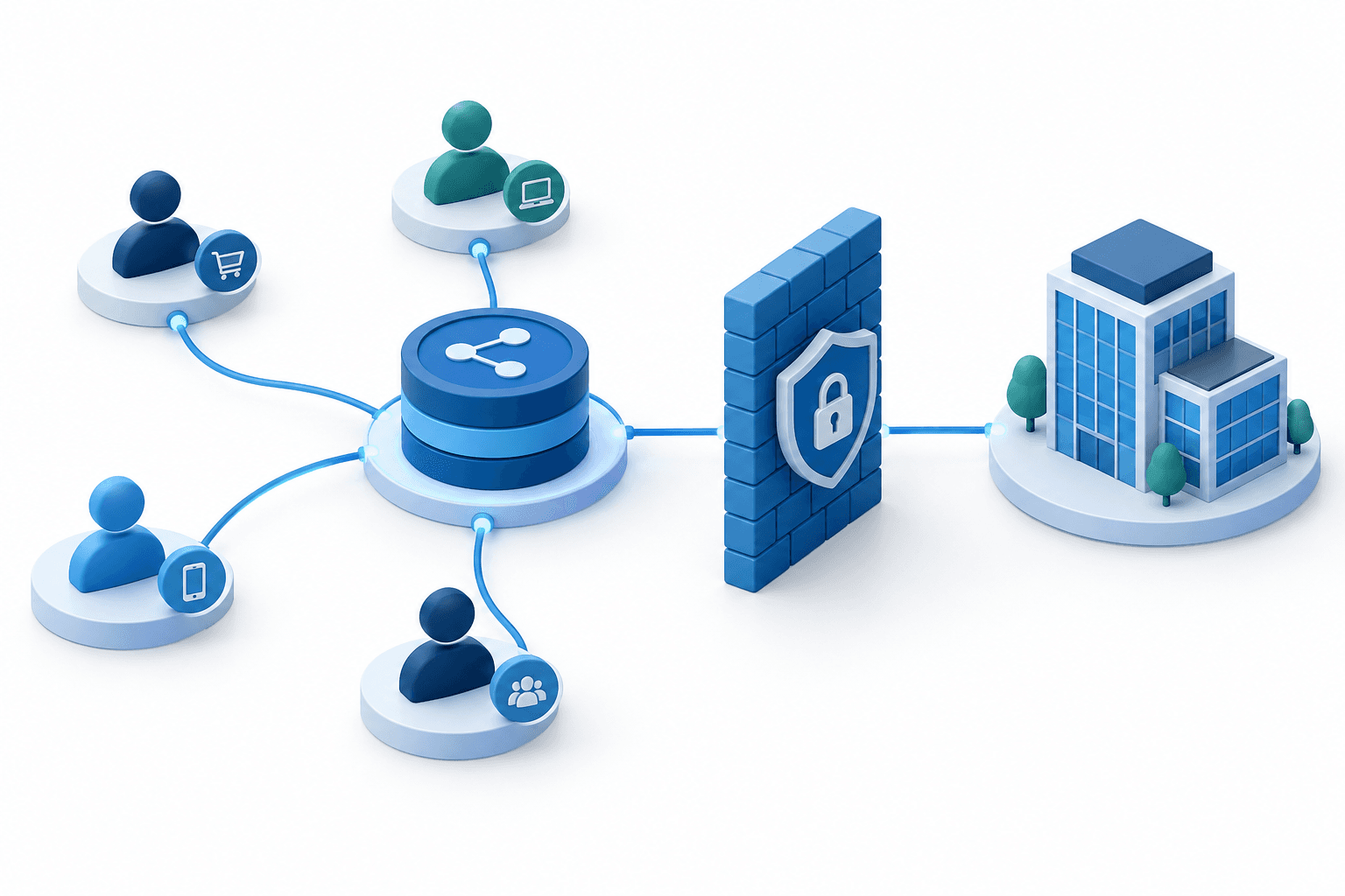Concept illustration of neutral platform access and customer-data safeguards accompanying the LiveRamp shares story.