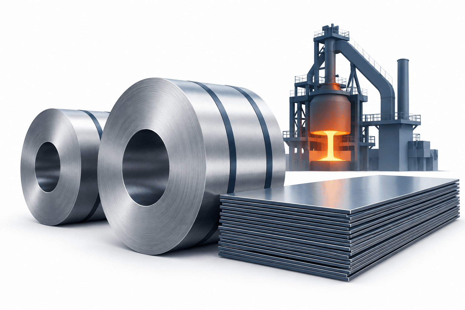 Steel coils and sheet metal illustration accompanying Cleveland-Cliffs EBITDA results.