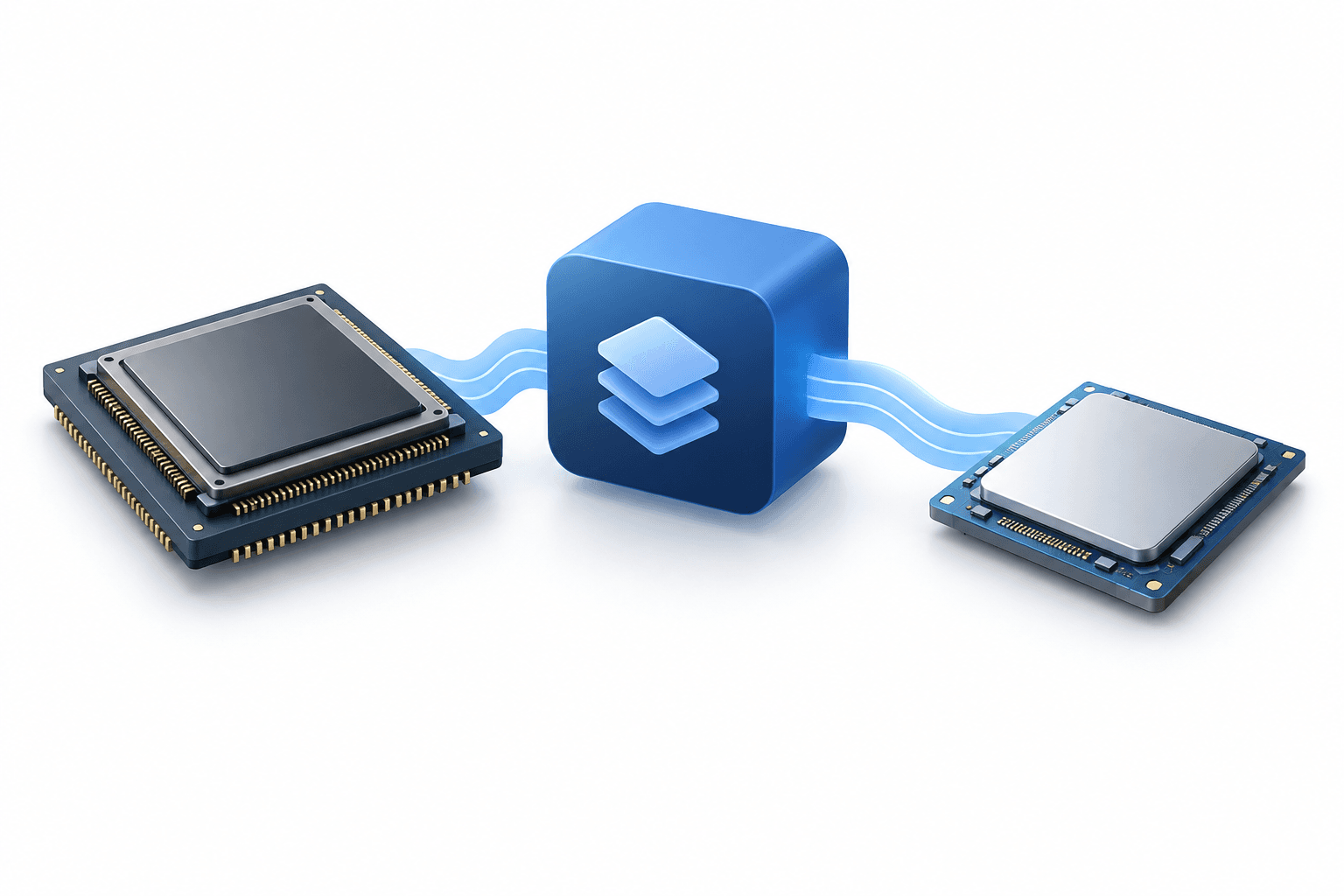 Concept illustration of TorchNeuron software connecting an AI application to an alternative processor.