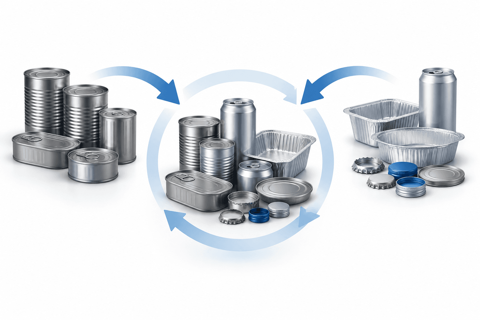 Concept illustration of metal containers coming together to represent the proposed Silgan Trivium deal.